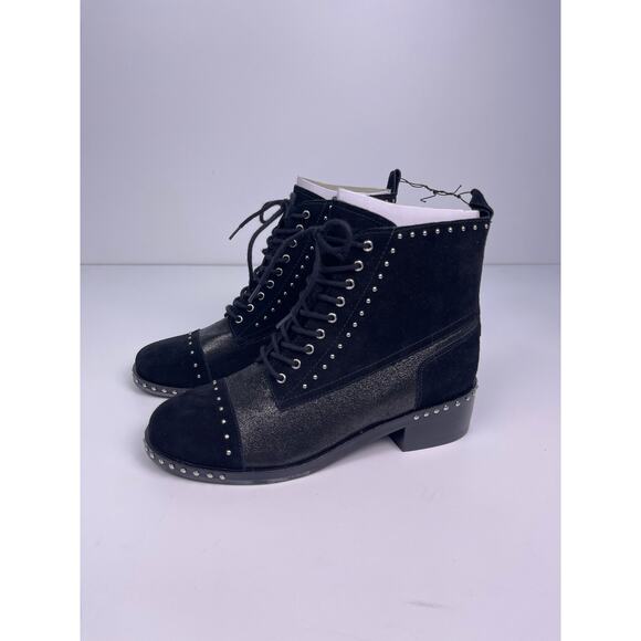 Marc Fisher Shoes - Marc Fisher Micasside Studded Black Suede Lace Up Booties Women’s Sz 7 New W Box